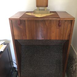 Two Vintage Stereo Cabinets With Speakers (turntable, Radio, More)