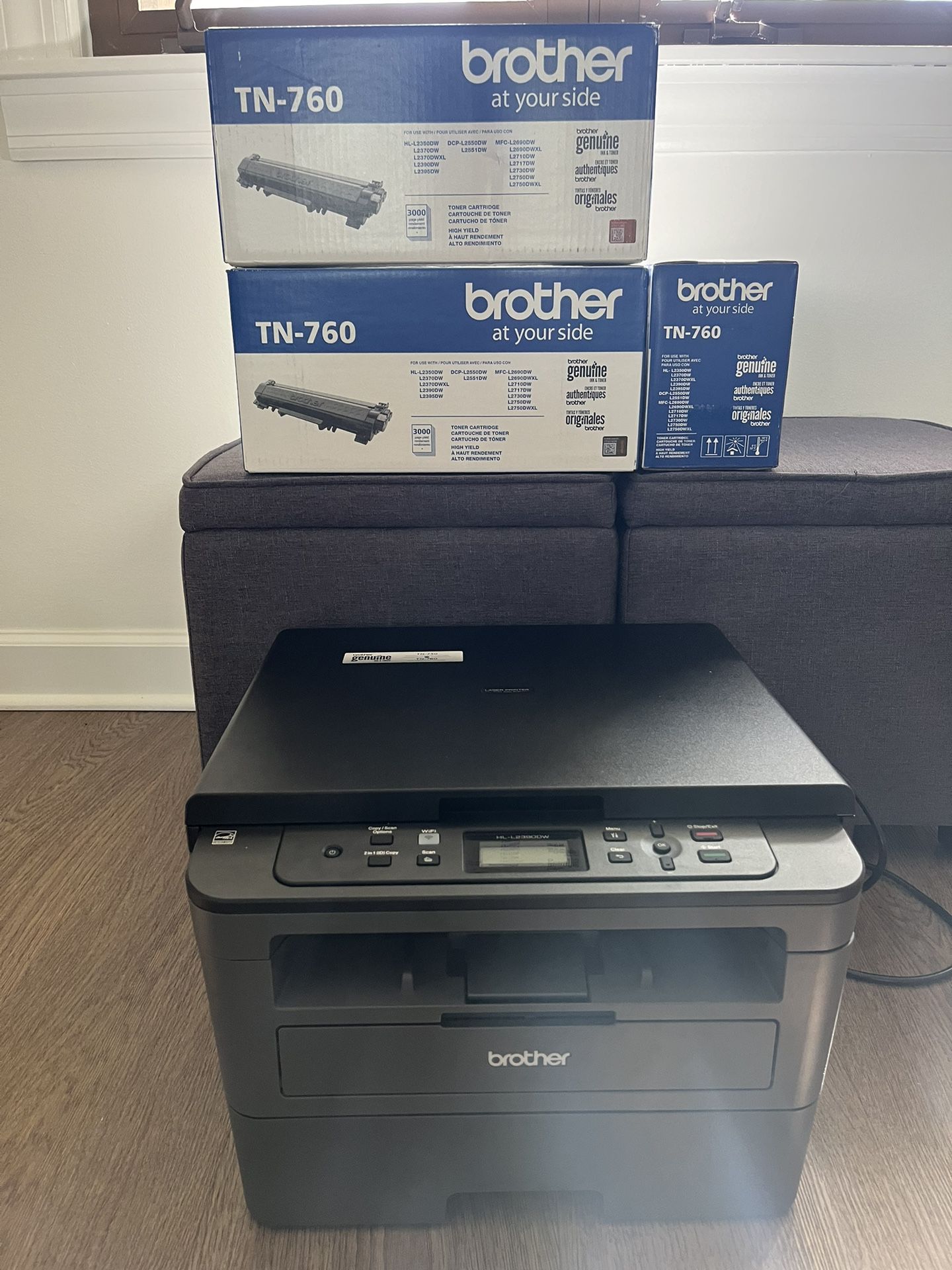 Brother B&W Printer/Scanner/Copier + 3 New Toner Replacements