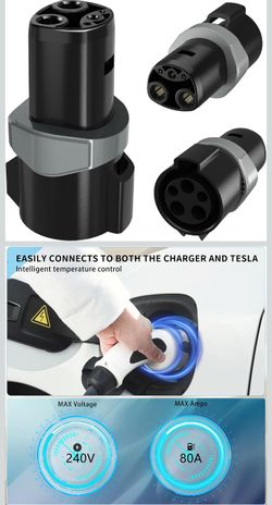 Tesla to J1772 Adapter, Max 240V/80A J1772,Safety Certified Tesla Charger Adapter Fit for J1772 Electric Vehicles