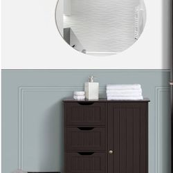 Wooden Bathroom Floor Cabinet, Side Storage Organizer Cabinet with 4 Drawers and 1 Cupboard, Freestanding Entryway Storage Unit Console Table, Home De