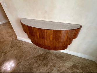 Floating Wall-Mounted Console with Textured Glass