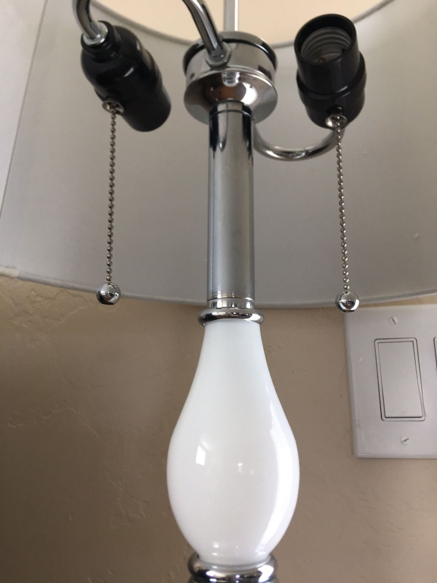White glass lamps