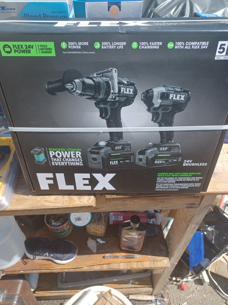 Flex Hammer Drill With Turbo Mod And Quick Eject Impact Driver Kit