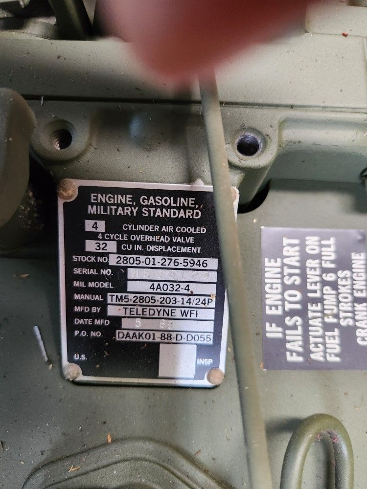 Military Standard Gasoline Engine 4 Cylinder, 6HP, 4A032-4