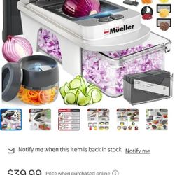 Mueller Pro-Series All-in-One, 12 Blade Mandoline Slicer for Kitchen, Food Chopper, Vegetable Slicer and Spiralizer, Cutter, Dicer, Grater
