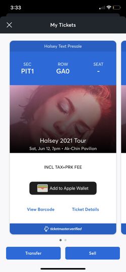 Halsey 2 Tickets - Phoenix 2021 Tour - PIT ticket