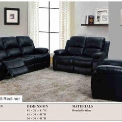 BRAND NEW 3 PIECES RECLINERS SOFA COUCH SET IN ORIGINAL BOX