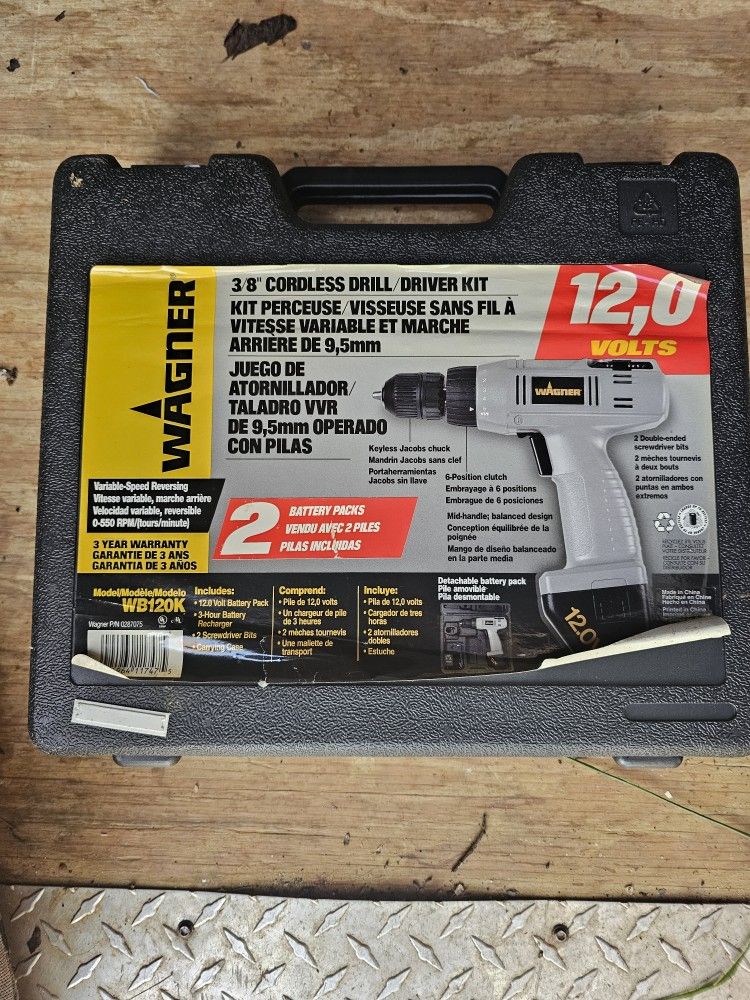 Brand New Wagner 3/8" Cordless Drill Kit