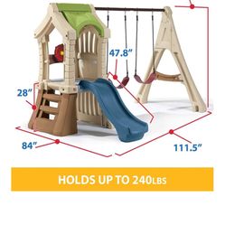 Step2 Play Up Gym Set for Kids, Outdoor Swing Set, Backyard Slide, Swings, Playhouse, & Crawl Space, Two Tier, Easy Set Up, Toddlers Ages 3-6 Years Ol