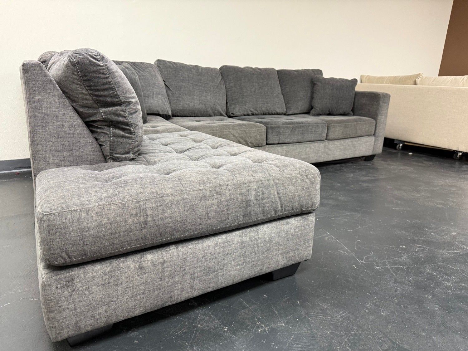 Beautiful Tufted Sectional Sofa with Chaise - Delivery Available!