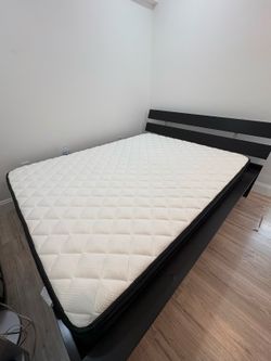 Queen Size Hybrid Memory Foam Mattress + IKEA Bed Frame – Like New