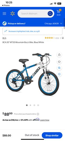 BCA 20" MT20 Mountain Boy's Bike, Blue/White w/Schwinn Helmet