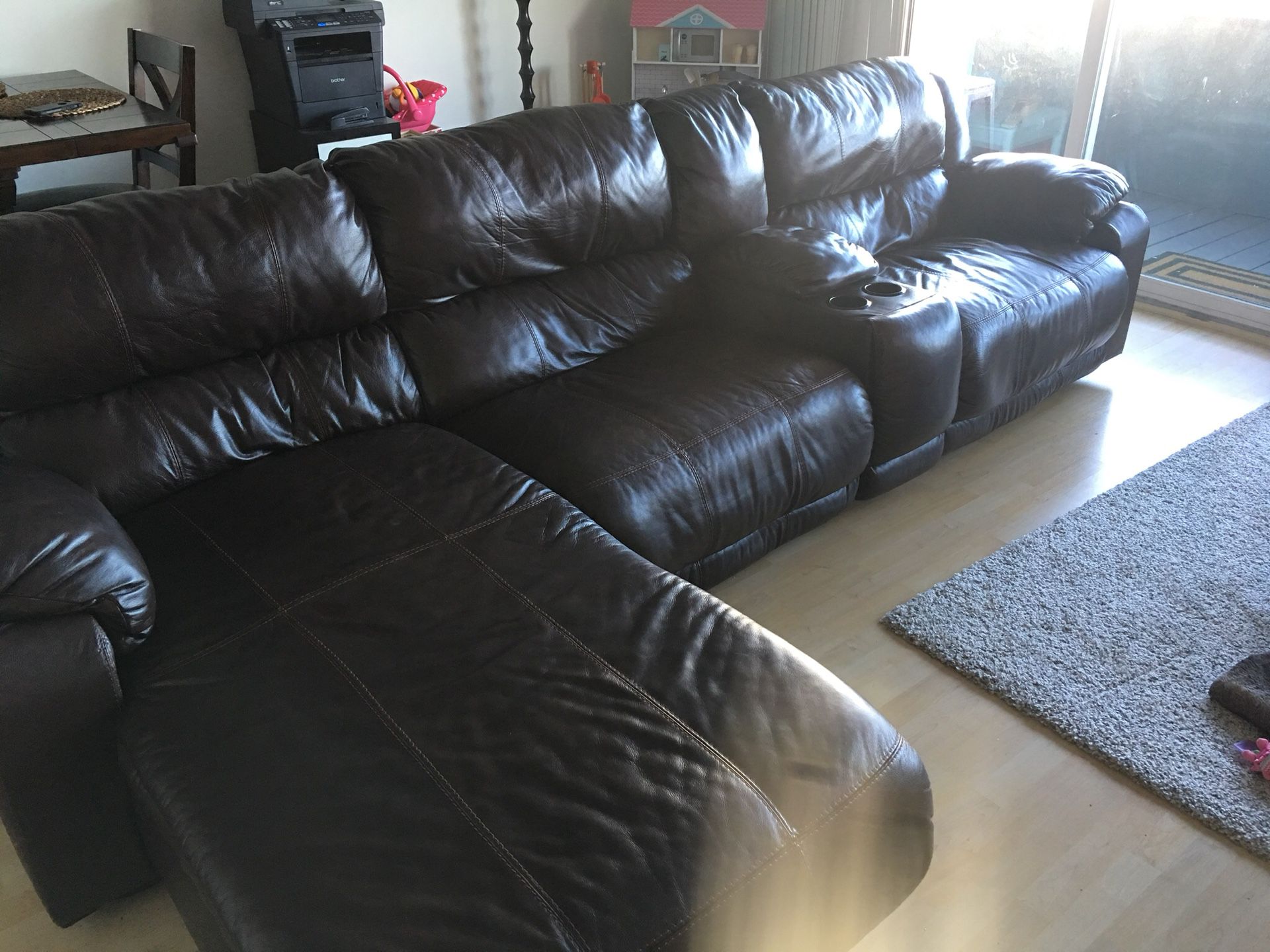 Ashley Furniture Leather Sectional Couch & Chaise