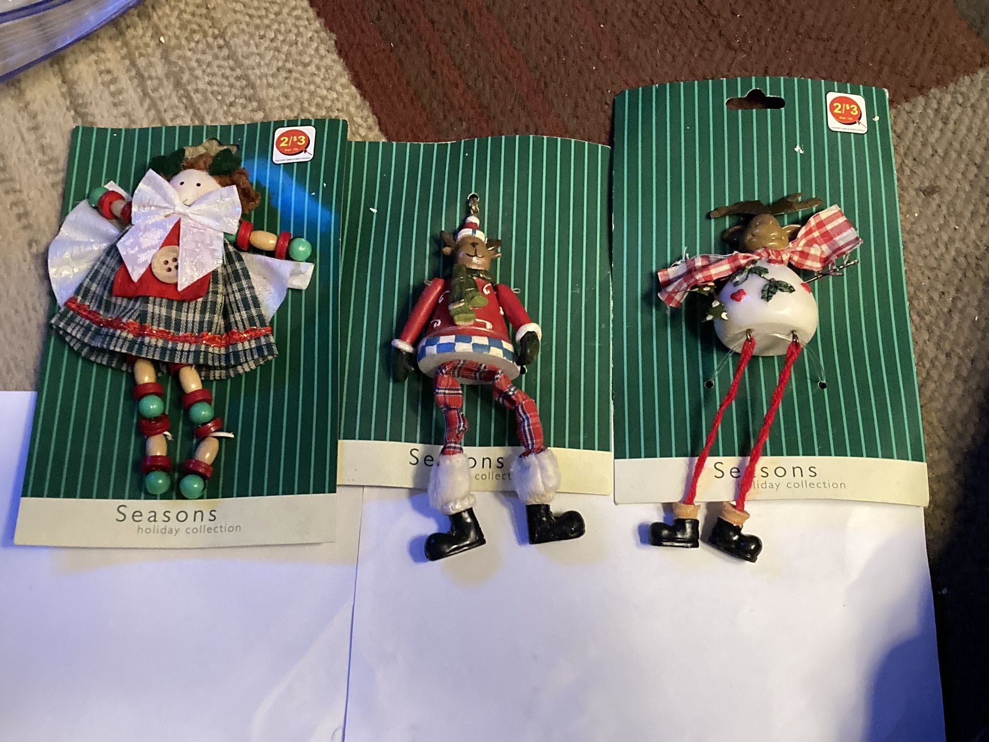 NEW Folk Art Moose And Deer Christmas Ornaments