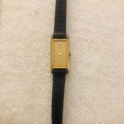 Vintage Seiko Gold Tone Diamond Chip Ladies Watch, 2E20-5349 Needs Battery-Band Has Wear 