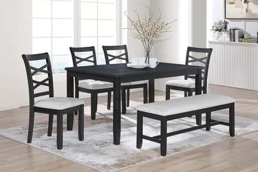 6-Piece Dining Set Table + 4 Chairs + Bench