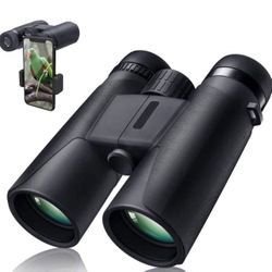 10X42 Professional Binoculars with Smartphone Adapter, Compact Waterproof Low Night Vision Binoculars for Adult Birds Watching Hunting Concert Travel