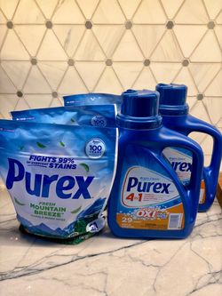 Purex Laundry Detergent. Purex pacs or Purex liquid detergent. New