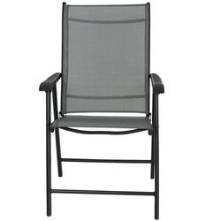 Folding Patio Chair with Armrests – Heavy Duty Sling Seat, Halloween Night Outdoor
