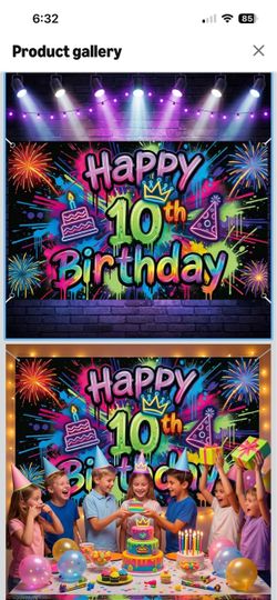 10th birthday banner neon