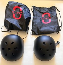 Matching Set of 2 matte black OUWOR Youth multi-sport Bike/Skate Helmets