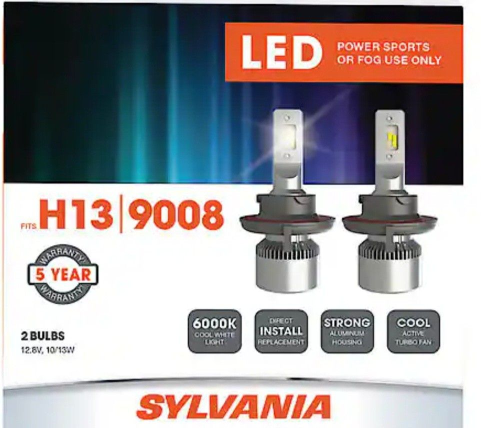 BRAND NEW UNOPENED BOX H13 9008 LED SYLVANIA 2 BULBS 