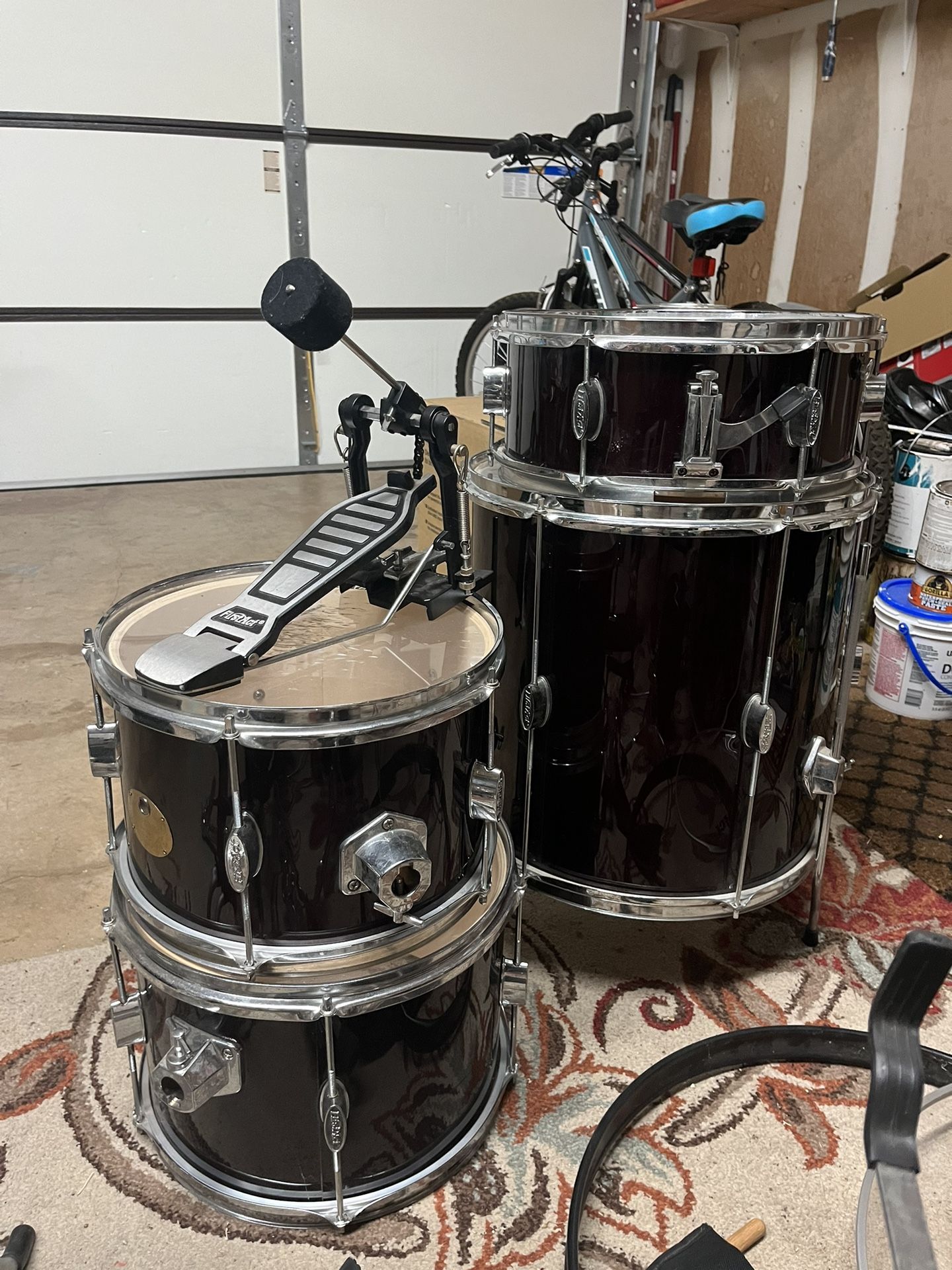 Drum Set Parts (Snare, Toms, Kick Pedal, Stool)