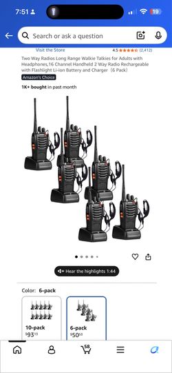 Two Way Radios Long Range Walkie Talkies 6 Pack