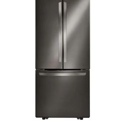LG Standard Depth 21.8 cu ft 3 Door 30-in Wide  French Door  Refrigerator With Ice Maker (Black Stainless Steel)