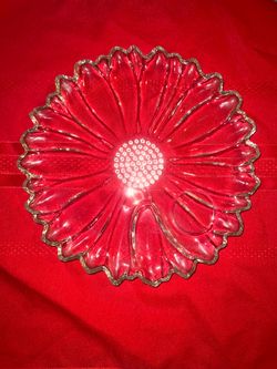 Beautiful Flat Etched Glass Serving Plate