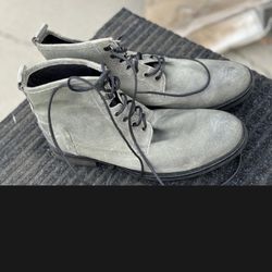 Asos Suede Gray Boots Size 10 Men Lace Up High Top Casual Shoes