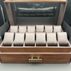 Kamier - High End Watch Box 12 Slot Wooden Watch Case With Drawer Watch Display