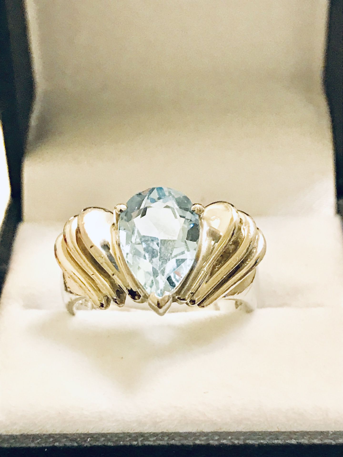 Black Hills Gold Co. Sterling Silver and Aquamarine Ring