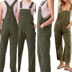 Dickies heritage olive green Relaxed Fit denim carpenter bib overalls,XS