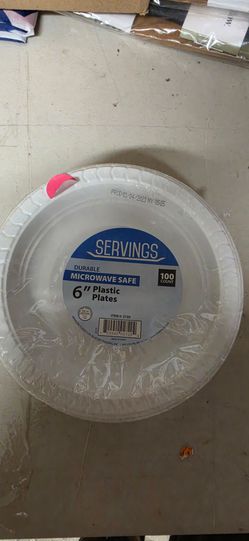 Servings 6-Inch Plastic Plates 100 Count