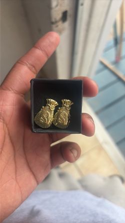 10k money bag earrings