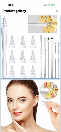 Ear Wax Removal, Ear Wax Removal Tool Reusable and Washable Replacement Soft Silicone Tips for Cleaner Earwax, Ear Wax Removal Kit Contains 7 Types of
