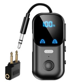 2-in-1 Bluetooth Transmitter Receiver with 3.5mm AUX for TV/Car/Airplane Bluetooth 5.4 Low Latency, Dual Pairing, Portable Travel Audio Adapter, TX/RX