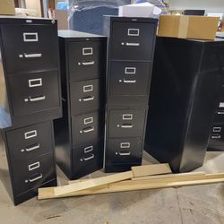 2 & 4 Drawer File Cabinets Black Metal