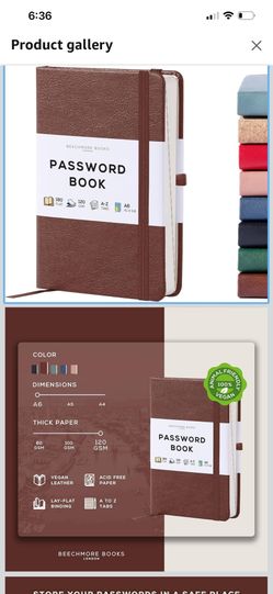 A6 Password Keeper Book with Alphabetical Tabs - 4.1x5.8"