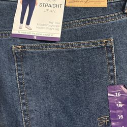 Size 16  Women’s High Rise Slim Straight Jean