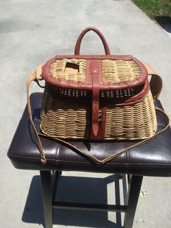 Vintage Wicker Leather Fishing Creel Basket Bag.made In Hong Kong for Sale  in Bellflower, CA - OfferUp