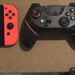 Nintendo Switch OLED Bundle- Red and Blue Joycons and Charging console, 5 Games, Carry Case, wireless docking joystick controller , extra controller