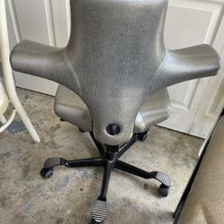 2 Gray Leather Office Chairs 