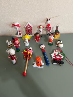 Vintage Assorted Wooden Christmas Ornament Lot