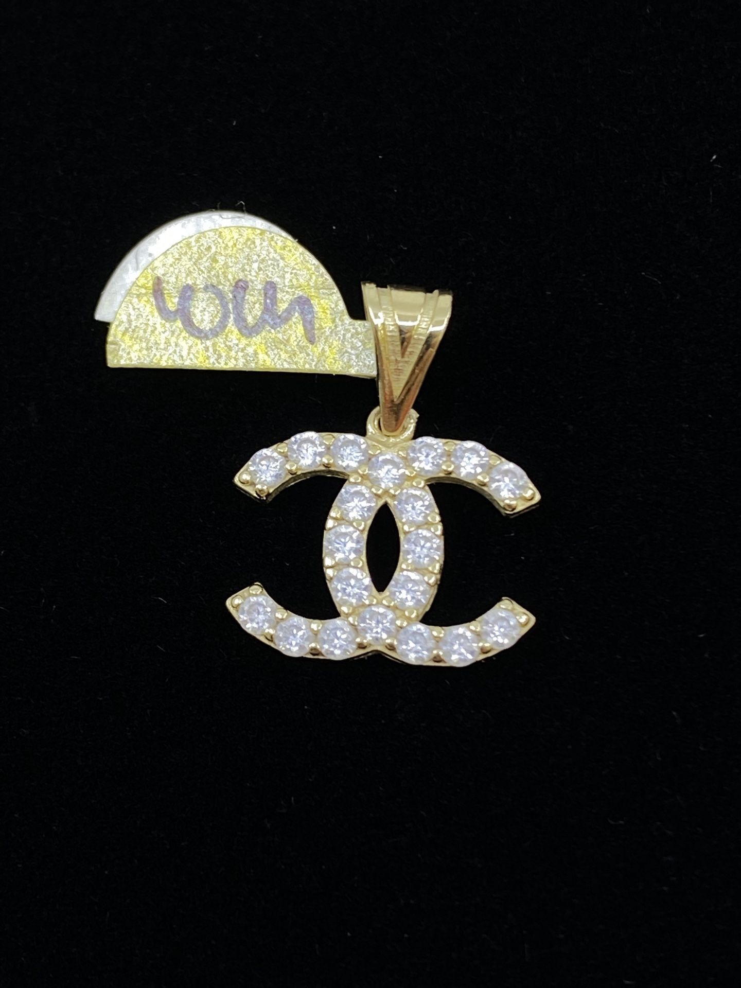 $125 Yellow Gold W Zirconia Chanel Charm Pendant