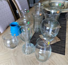 Ten (10) Nice *GLASS VASES* Lot - As NEW!