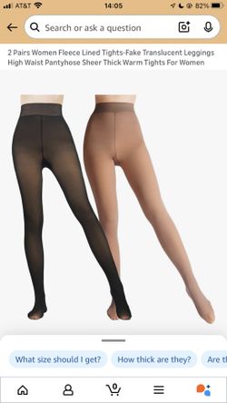 2 Pairs Women Fleece Lined Tights Fake Translucent Leggings