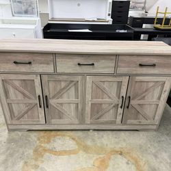 59" Large Buffet Cabinet with Storage, Farmhouse Sideboard Buffet Cabinet with 3 Drawers, Wood Kitchen Coffee Bar