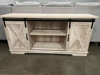 Farmhouse TV Stand with Sliding Barn Doors